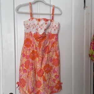 Lilly Pulitzer Vintage Classic size 4 Pink and Orange Dress with Lace